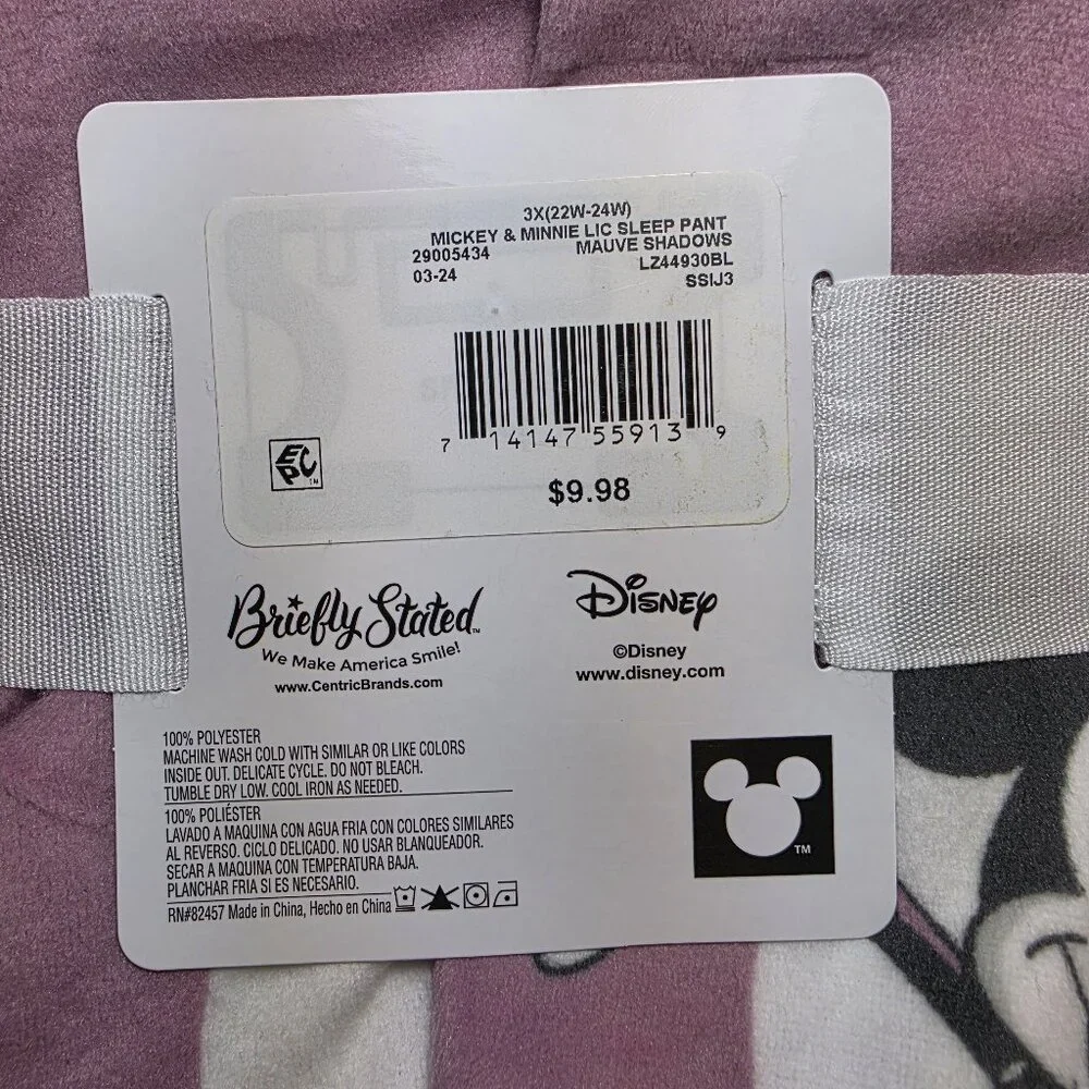 Disney Sleep Pants Mickey & Minnie Mouse Womens Sz 3X /22W-24W Elastic Waistband - Picture 3 of 4